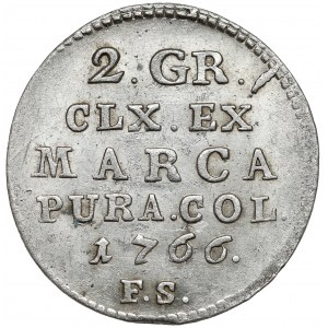 Poniatowski, Półzłotek 1766 F.S. - 7 listków - bez kropki po EX