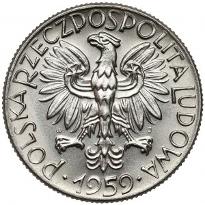 Próba NIKIEL 5 złotych 1959 - młot i kielnia