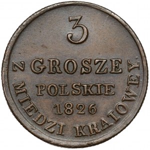 3 grosze 1826 IB z MIEDZI KRAIOWEY - piękne