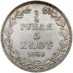 3/4 rubla = 5 złotych 1839 MW, Warszawa