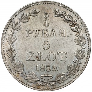 3/4 rubla = 5 złotych 1839 MW, Warszawa
