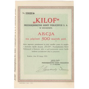 KILOF Przedsiębiorstwo Robót Publicznych, 500 mkp 1922