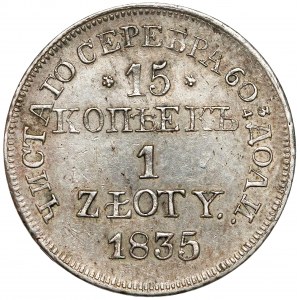 15 kopiejek = 1 złoty 1835 MW, Warszawa - BEZ kreski - ŁADNA