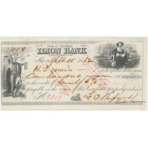 State od New York, Ilion Bank - czek XIX wiek