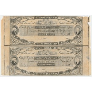 Rhode Island, New England Commercial Bank - uncut sheet 2x 2 Dollars 18[xx]