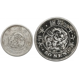 Japonia, Meiji, 20 i 50 sen - zestaw (2szt)