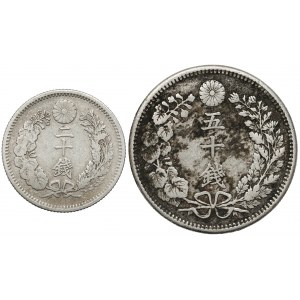 Japonia, Meiji, 20 i 50 sen - zestaw (2szt)