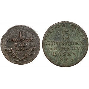Zabory - 1 grosz 1794 i 3 grosze 1816 (2szt)