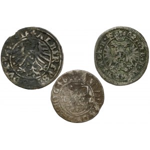 Śląsk, Prusy, Czechy, 1 krajcar i szeląg 1550-1702 (3szt)