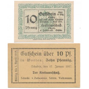 Schubin (Szubin), 2x 10 pfg 1917-1918 (2szt)