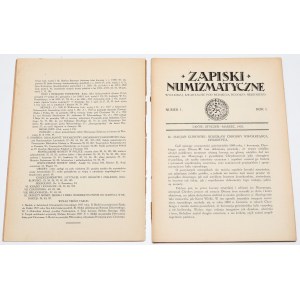 Zapiski numizmatyczne, Lwów 1925/Nr 1