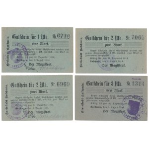 Koschmin (Koźmin), 1, 2x 2 i 3 mk 1914 (4szt)