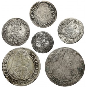 Śląsk, 1-15 krajcarów 1661-1696 (6szt)