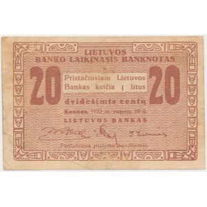Lithuania, 20 Centu 1922 - September issuse