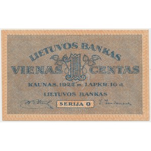 Lithuania, 1 Centas 1922 - November issuse