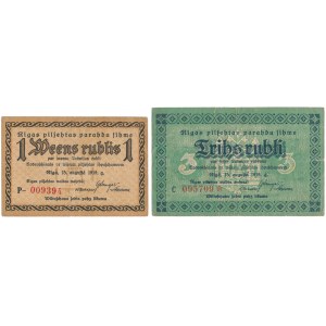 Łotwa, Ryga 1 i 3 Rubli 1919 (2szt)