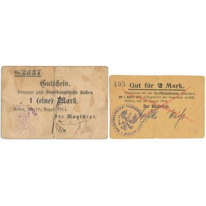 Budsin (Budzyń), 2 mk 1914 i Kosten (Kościan), 1 mk 1914 (2szt)