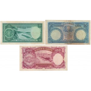 Latvia, 25, 50 & 100 Latu 1934-39 (3szt)