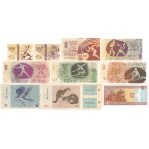 Litwa, zestaw banknotów z lat 1991-94 (11szt)