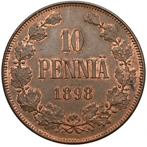 Finlandia / Rosja, Mikołaj II, 10 penniä 1898 - b.rzadkie