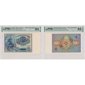 Estonia PROOV 100 Krooni 1935 FRONT & BACK SPECIMEN (2szt)