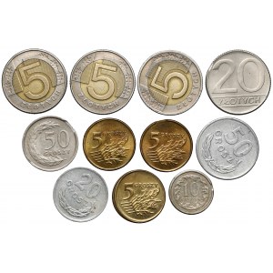 Destrukty 10 groszy - 5 złotych PRL / III RP zestaw (11szt)