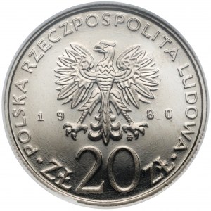 Próba NIKIEL 20 złotych 1980 Dar Pomorza - napis w otoku