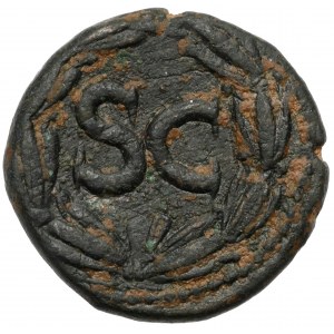 Domicjan (81-96 n.e.) AE Semis, Antiochia - Ciekawy portret!