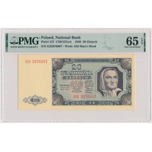 20 złotych 1948 - GS - papier prążkowany