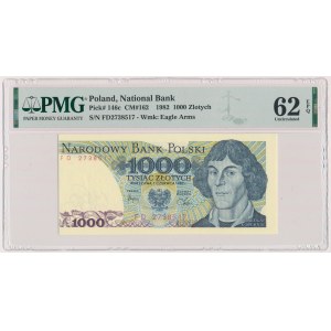 DESTRUKT 1.000 złotych 1982 - błąd cięcia - przesunięcie