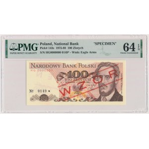 100 złotych 1982 - WZÓR - HG 0000000 - No.0149