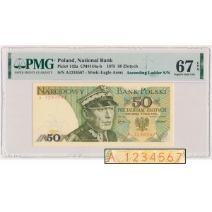 50 złotych 1975 - numer kolejny - A 1234567