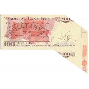 DESTRUKT 100 złotych 1986 - błąd cięcia motylek