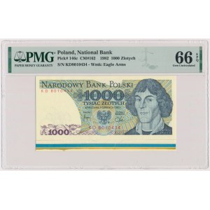 DESTRUKT 1.000 złotych 1982 - z paserami drukarskimi na dolnym marginesie