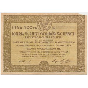 Loterja na rzecz Inwalidów Wojenne, 500 mk 1922