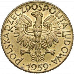 Próba MOSIĄDZ 5 złotych 1959 Rybak - piękny