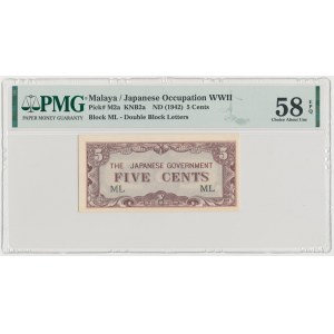 Malaje, Okupacja Japońska, 5 Cents (1942)