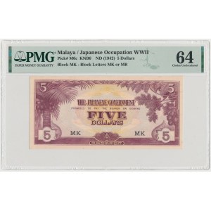 Malaje, Okupacja Japońska, 5 Dollars (1942)