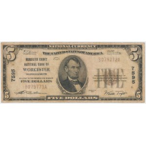 National Currency 5 Dollars 1929, Massachusetts #7595