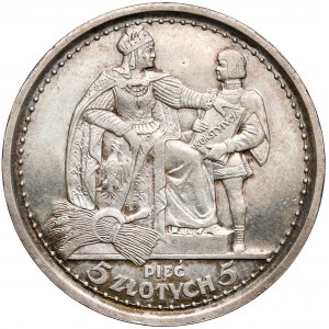 Konstytucja 5 złotych 1925 - 81 perełek - RZADKA i b.ładna