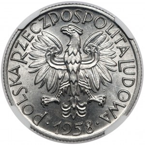 5 złotych 1958 Rybak - wąska ósemka