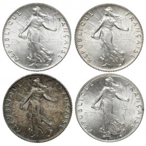 Francja, 50 centimes 1916-1919, zestaw (4szt)