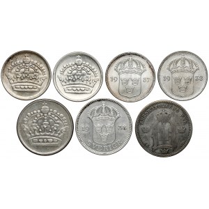 Szwecja, od 10 do 25 ore 1875-1961, zestaw (7szt)