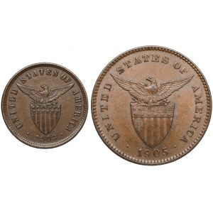 USA, Filipiny, 1 i 1/2 Centavo 1903-1905, zestaw (2szt)