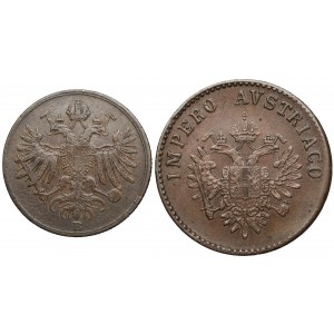 Austria, Franciszek Józef I, Lombardia-Wenecja, 1 centesimo 1862 i 5 centesimi 1852 - zestaw (2szt)