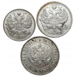 Rosja i Finlandia - zestaw monet srebrnych (3szt)