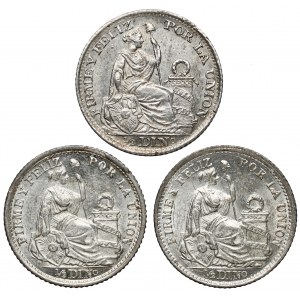 Peru, 1/2 dinero 1890-1906 (3szt)