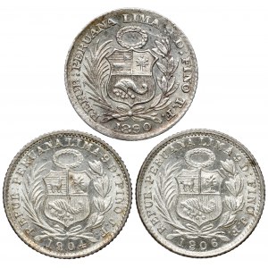 Peru, 1/2 dinero 1890-1906 (3szt)