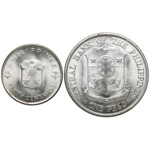 USA, Filipiny, 50 centavos i Peso 1947-1961, zestaw (2szt)