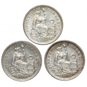 Peru, 1/2 dinero 1914-1917 (3szt)